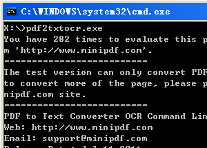 PDF to Text OCR Command Line Screenshot