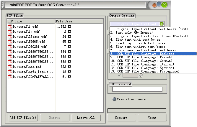 mini PDF to Word OCR Converter