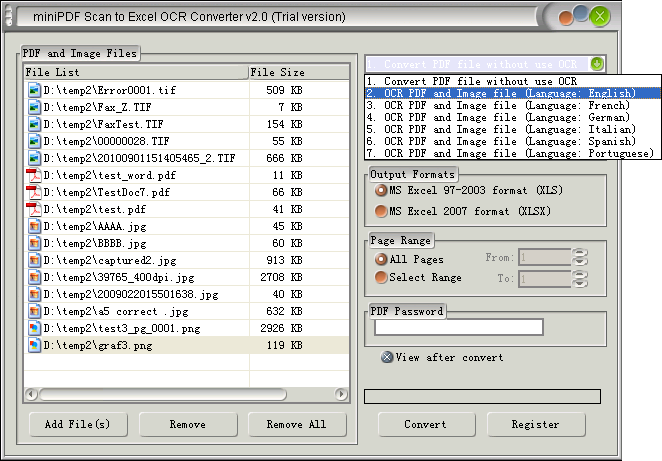 PGM to Excel 2003 OCR Converter