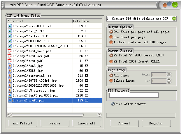 TIF to Excel 2010 OCR Converter