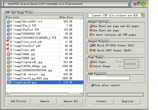 Metafile to Excel 2007 OCR Converter